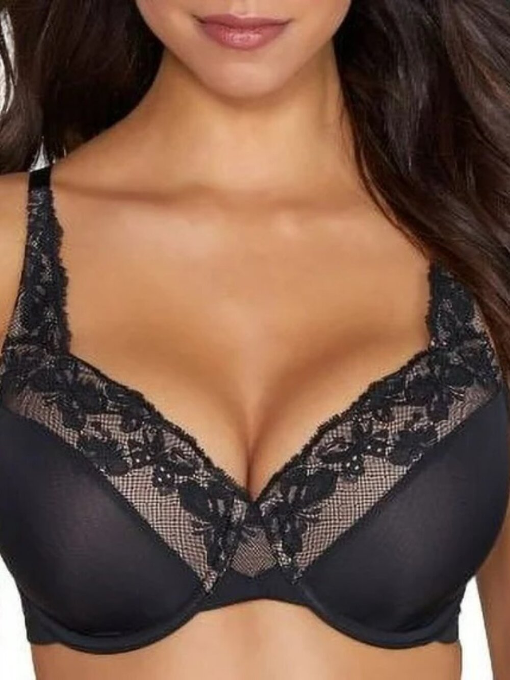 Olga by Warner's Black Cloud 9 Underwire Contour Lace-Neckline Bra GF7961A 38C